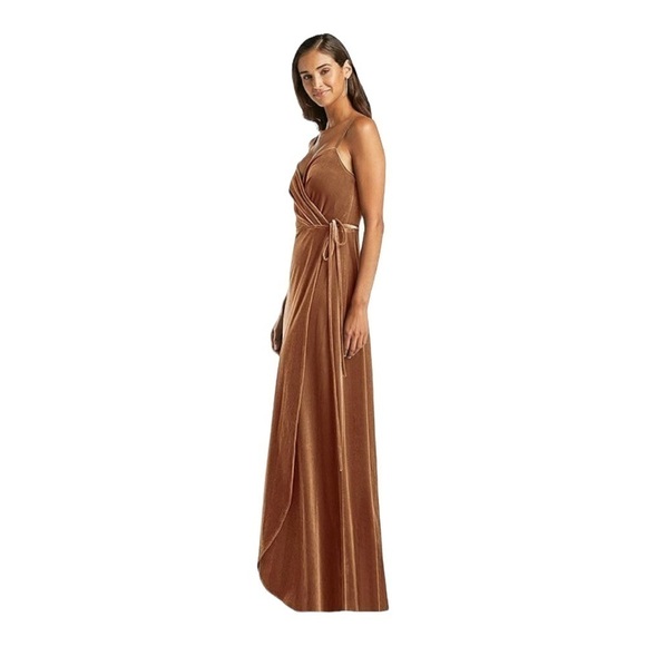 NWT After Six Velvet Wrap Maxi Dress in Golden Almond Size XS - Picture 4 of 10